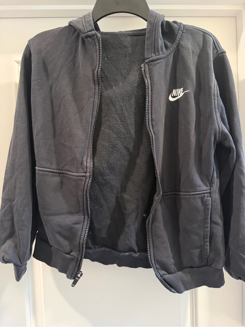 Nike Black Full-Zip Hooded Jacket with White Logo